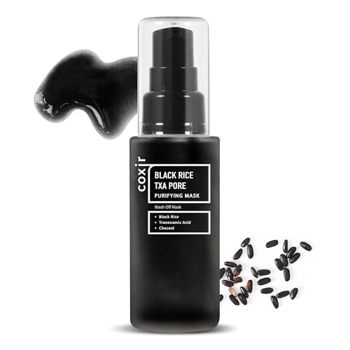 Coxir TXA Black Rice Pore Mask ? Korean 3-in-1 Wash-Off Mask Serum| Pore Purifying, Blackhead Care, Hydrating, Skin Toning Treatment with TXA & Black Rice |Vegan K-beuaty Face Mask [50ml/1.69 fl.oz]