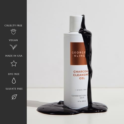 Georgette Klinger Charcoal Cleansing Gel - Gentle Foaming Face Wash: Deep Cleansing, Tightens Pore, Draws Out Dirt & Oil, Oil-Control, Energizing, Refreshing, Soothing, and Hydrating - 6.7 oz