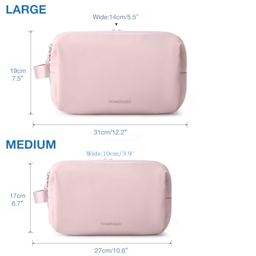 BAGSMART Pink Medium Travel Toiletry Bag Organizer Water-Resistant Dopp Kit