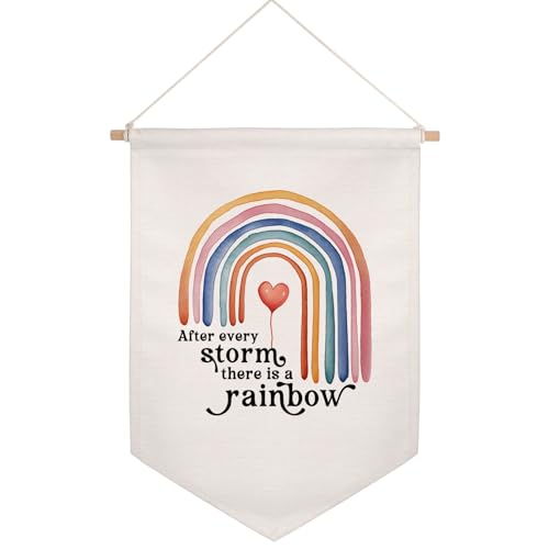 After Every Storm There is a Rainbow Banner Wall Art, Nursery Sign, Rainbow Baby Gift, Nursery Bedroom Decor, Rainbow Sign, Neutral Rainbow Wall Hanging, Kids Pennant Flag, Baby Shower Gift