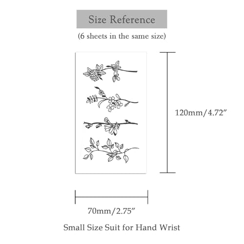 Semi Permanent Temporary Tattoos 24pc Minimalist Floral Waterproof