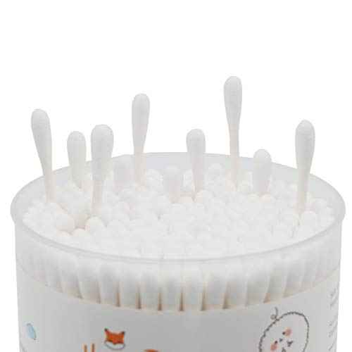 Cotton Swabs Precision Pointed - 800 Count Pointy Organic Cotton Buds Double Side Tightly Wrapped Cotton Tips Paper Stick Soft Gentle Lint-Free Cruelty-Free, Pointy & Round (White)