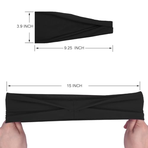 Wide Yoga Headbands for Women (6-Pack) - Stretch Sweat Absorbing