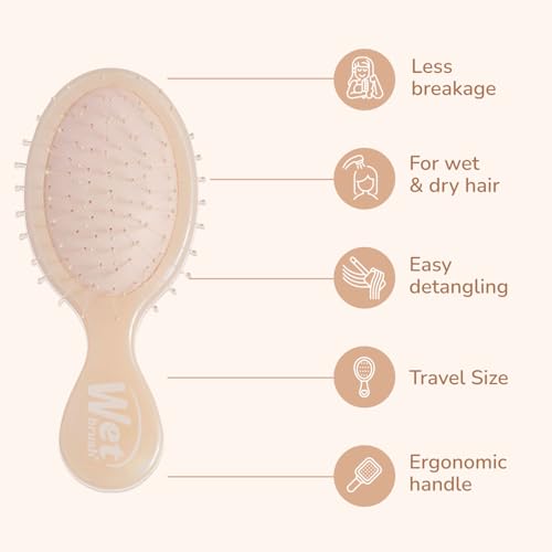 Wet Brush Mini Detangler Hair Brush Iridescence Icon Cream Travel Brush - Soft IntelliFlex Bristles