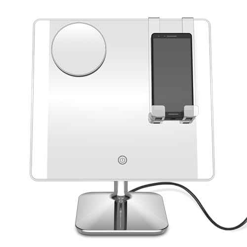 Conair Lighted Makeup Mirror, LED Vanity Mirror, 1X/10X Magnifying Mirror with Phone Holder, Corded in Polished Chrome