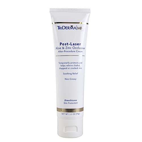 TriDerma Post Laser Aloe & Zinc Occlusive Post Treatment Cream for Use After Chemical Peels, Micro-Needling or Laser Treatments 3.3 oz