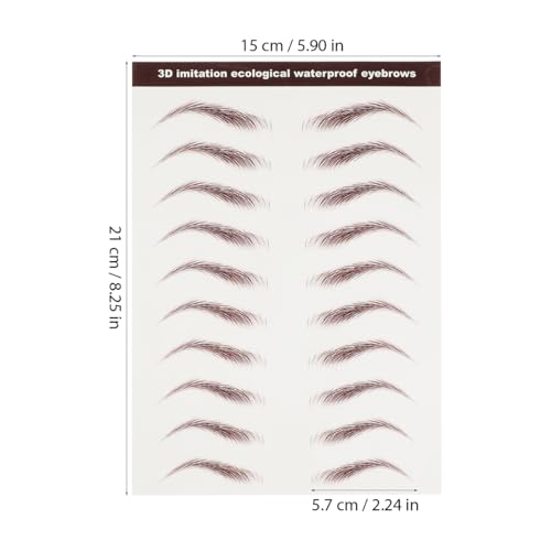 NOLITOY 3 Sheets 30 Pairs Eyebrow Sticker Waterproof, 3D Hair-Like Fake Eyebrows Transfers Stickers Peel Off Brows Grooming Shaping Makeup Sticker for Women Girls, Brown