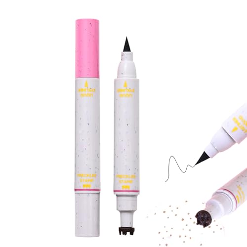 Faux Freckle Stamp with Eyeliner,Dual Ended Fake Freckle & Black Liquid Eyeliner 2 in 1,Long Lasting Quick Dry Fake Freckles Pen For Natural Lifelike Freckles Makeup (#1)