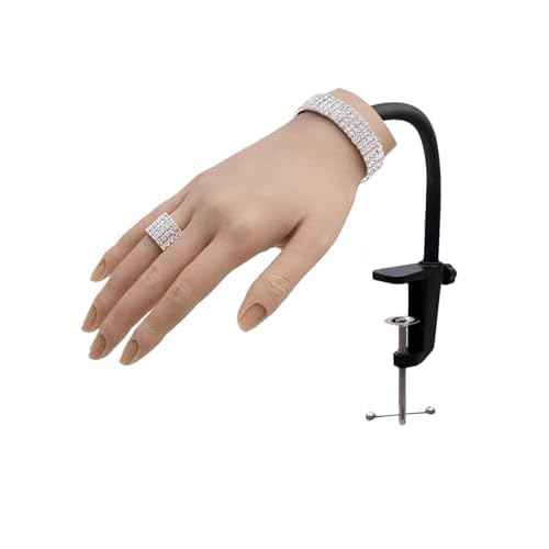 Silicone Practice Hand for Acrylic Nails with Stand Bracket, Flexible Bendable Nail Training Hand Technician Manicure Supply, Reusable Mannequin Hands for Nails Practice(Right Hand,Ivory White)