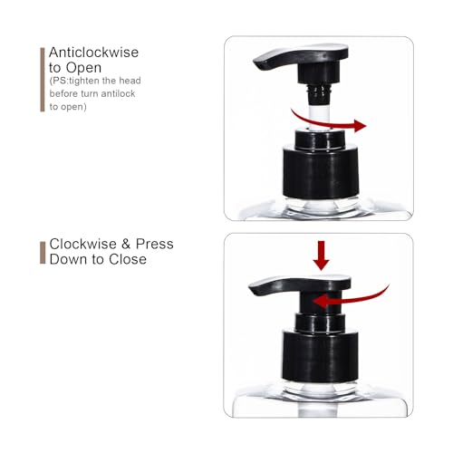 Plastic Shampoo and Conditioner Dispenser, Yeeco Refillable Pump Bottles Blue Shampoo Dispenser 16.9oz/500ml Shampoo Bottles with Pump 3 Packs for Bathroom, Kitchen, Hotel - Clear