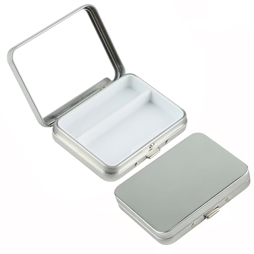 Portable Travel Cotton Swab & Dental Floss Case with Mirror, 2-Pack