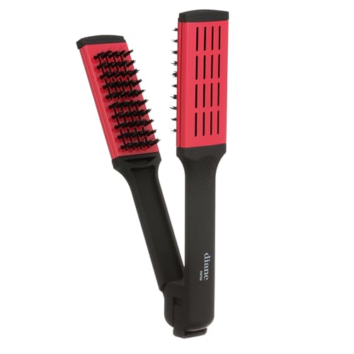 Diane Ceramic Straightening Brush with Nylon Bristles for Smoothing and Styling Thick Coarse Hair, Double-Sided Hair Straightener Brush, 2-in-1 Smoothing Hair Brush, Gently Removes Tangles