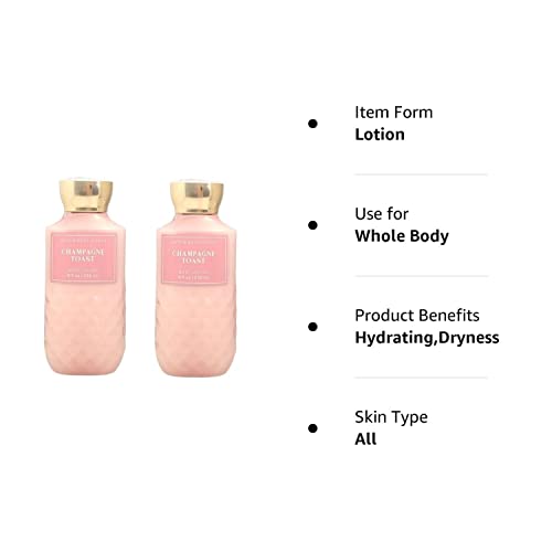 Bath and Body Works Super Smooth Body Lotion Sets Gift For Women 8 Oz -2 Pack (Champange Toast)