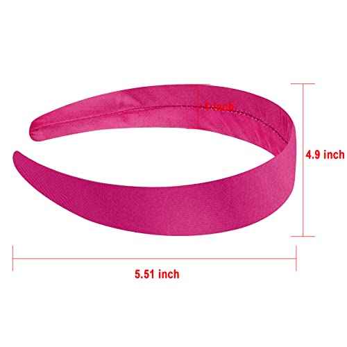 Duufin 30 Pieces Satin Headband for Women and Girls - 1 Inch Hard Headbands in 30 Colors Plastic and Satin Fabric, Simple and Practical, Craft and DIY