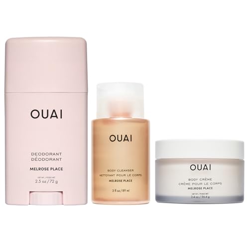 OUAI Melrose Place Travel Set - Aluminum Free Deodorant, Cleanser & Body Cream