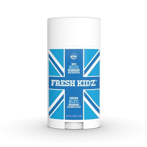Fresh Kidz Deodorant Stick for Kids and Teens - Baking Soda and Aluminum-free 24 Hour Protection for Sensitive Skin - Boys "Blue", 2.65 oz / 75 g