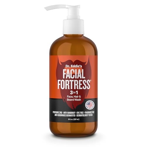 Dr. Eddie's 3 In 1 Face, Hair, & Beard Wash - Beard Dandruff Shampoo For Men, Beard Cleanser, Face Wash, Beard Care, Face Soap With Pyrithione Zinc - 8 Fl Oz (Pack Of 1)