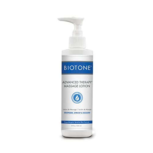 Biotone Advanced Therapy Massage Lotion 8 Oz Hypoallergenic, Fragrance-Free