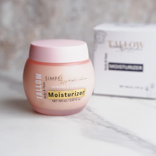 Magnesium Tallow Body Lotion- with grassfed beef tallow, Ashwagandha, Magnesium, Vitamin D3/K2 and Probiotics | Calming Lotion| Tallow Moisturizer | Topical, Non-toxic body cream- 5 oz.
