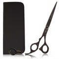 Bucchelli 7-Inch Left-Handed Hair Cutting Scissors with Adjustable Tension – Japanese 440A Steel, Micro Bevel Edge, Black