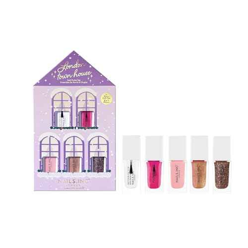 Nails Inc London Town House Nail Polish Set, Limited Edition, Holiday Stocking Stuffer, Women & Girls, Quick Dry, Air Dry, High Shine, Long Lasting, Ultra Glossy, Manicure, Trendy 5 Piece Gift Set