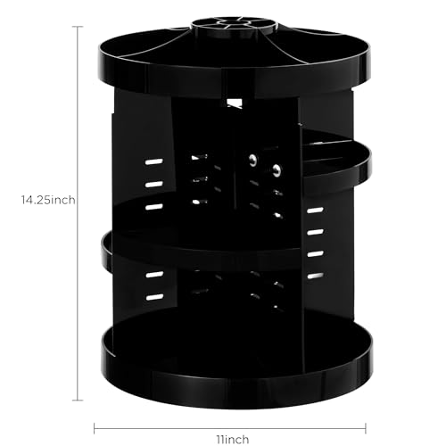 HBlife Extra Large 360 Rotating Makeup Organizer Adjustable Carousel Large Capacity Revolving Perfume Organizer Skincare Organizers Cosmetic Storage Spinning Holder for Vanity, Black