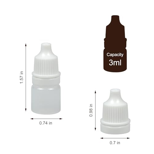 Clear 3ML Eye Dropper Bottles 2 Pack - Squeezable Refillable Travel Containers for Essential Oils & Liquids