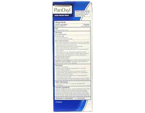 PanOxyl 4 Acne Creamy Wash, 4% Benzoyl Peroxide 6 oz (Pack of 5)