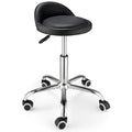 Swivel Rolling Stool with Wheels Height Adjustable Stool Chair Drafting Chair with Backrest Stable Base Foot Black