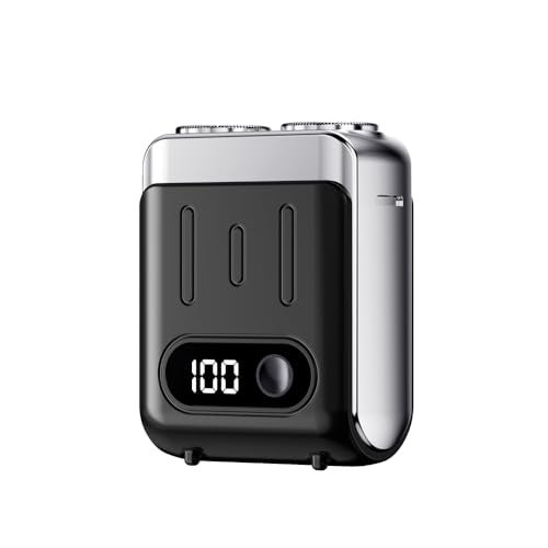 Mini Electric Shaver for Men - USB C Fast Charge Portable Small Shavers with LED Display - IPX7 Waterproof Wet and Dry Travel Electric Razor Dual Head Pocket Shaver for Beard Face