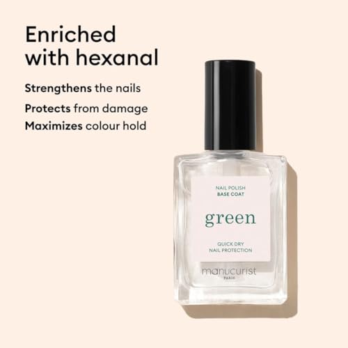 Manucurist Green Base Coat 15ml - Plant-Based Nail Polish Base