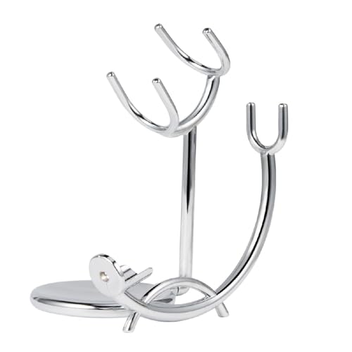 Grandslam Razor & Brush Stand with Double Stainless Steel Bowl Set for Shave Soap, Safety & Straight Razors, Silver