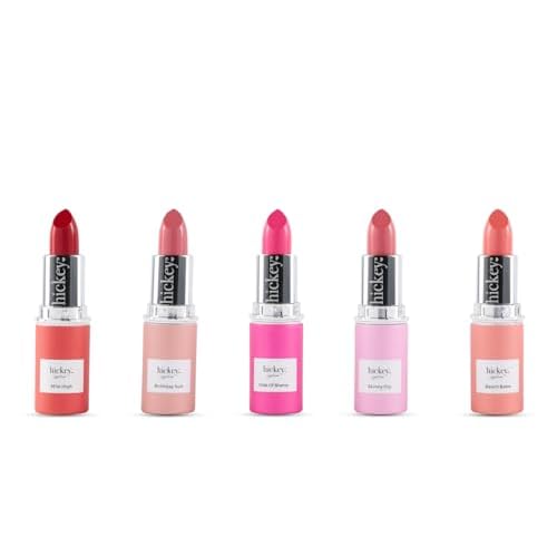 Hickey Lipstick Fashion Week Collection, 5 Piece Refill Set (Mile High, Birthday Suit, Walk of Shame, Beach Babe, Skinny Dip), Long Lasting Hydrating Lipstick for Women, Vegan & Gluten-Free