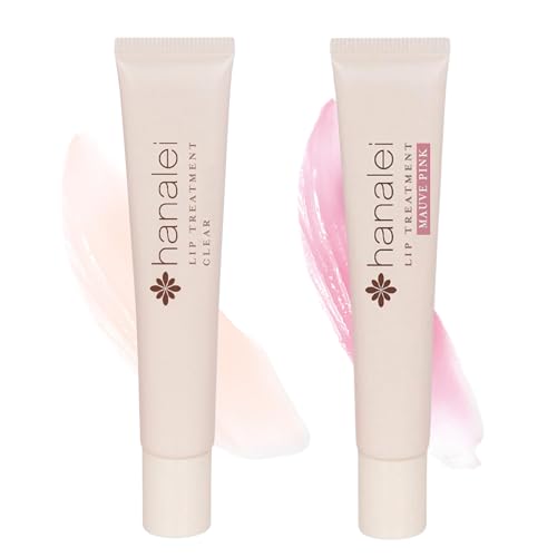 Hanalei Lip Treatment Bundle (Clear and Mauve Pink) | Made with Kukui Oil, Shea Butter, Agave, and Grapeseed Oil, Soothe Dry Lips (Cruelty free, Paraben free)