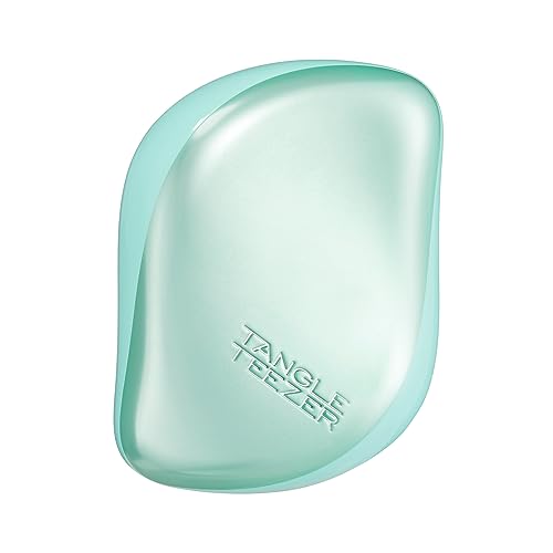 Tangle Teezer | The Compact Styler Detangling Hairbrush | Travel-Friendly with Protective Cover & Two-Tiered Teeth Design | Perfect for Wet, Dry & Flyaway Hair | Teal Matte Chrome