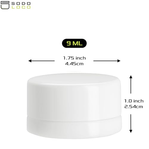 (200 Pack) 9ml Thick White Glass Jars with White Child Resistant Lids - UV Resistant - Storage for Oil, Wax, Lip Balm, Cosmetics - Child Proof Container