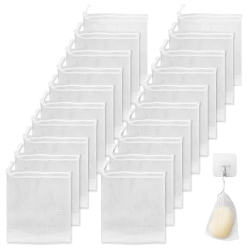 40 PCS Soap Saver Bags with Drawstring, Exfoliating Mesh Pouches