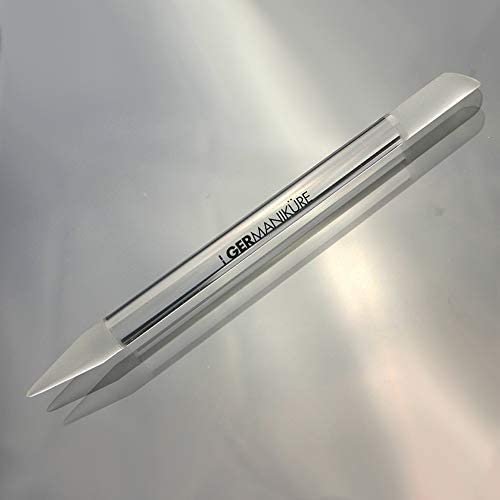 GERMANIKURE Glass Cuticle Stick Set of 3 in Leather Sleeve - Ethically Made in Czech Republic - Cuticle Pusher & Remover, Callous & Dry Skin Fingertip File, Nail Shaper - Professional Cuticle Care