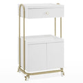 BarberPub Salon Rolling Cart with Drawer - White