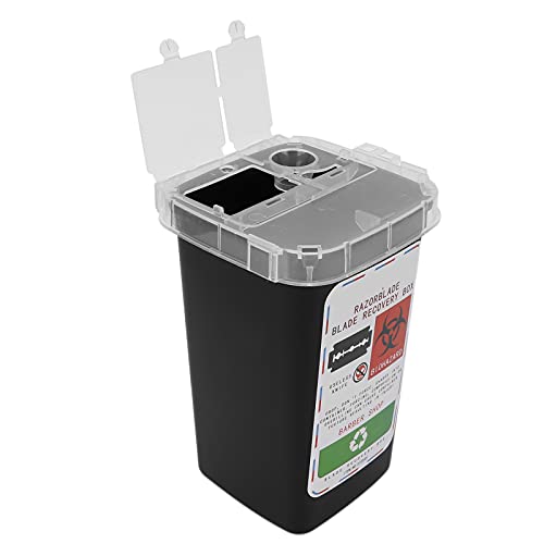 Blade Container, Shaving Blade Disposal Box, Disposal Blade Container, Disposal Blade Container Barbershop Hair Salon Shaving Knife Blade Disposal Collect Box (Black)