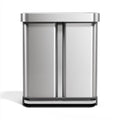 simplehuman Brushed Stainless Steel Step Recycler 58L Dual Compartment Trash Can with Steel Lid
