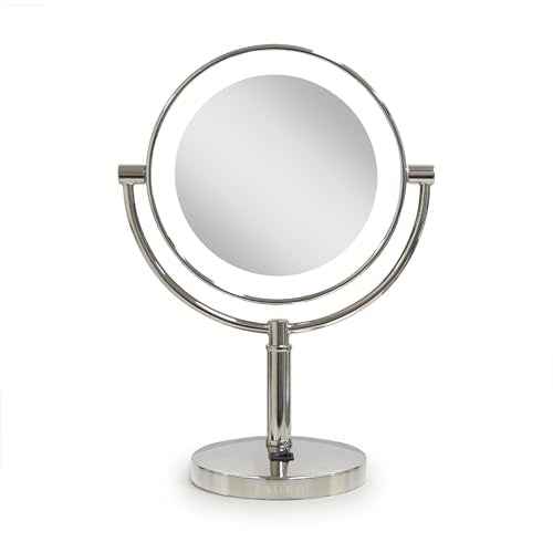 Zadro Laguna 11" LED Lighted Makeup Mirror with Magnification (Large | 15" x 11" | 5X/1X, Polished Nickel)