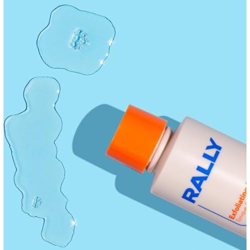 RALLY Daily Cleansing Exfoliating Toner with Mild Plant-Based AHAs | Waterless On-The-Go Cleanse | Clear Pores + Improve Texture | Refresh Teen + Post Workout Skin 4 OZ