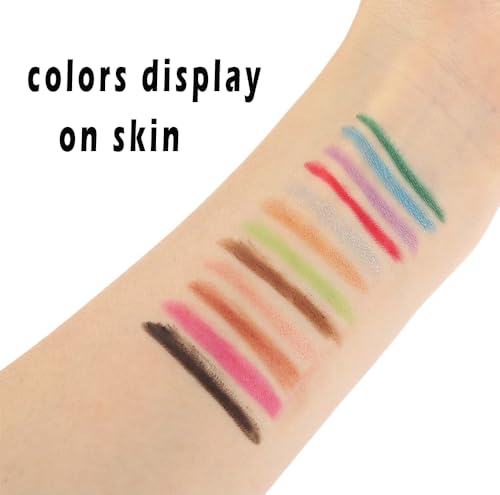 Metallic Eyeliner Pencils Set - 12 Shades Waterproof Twist-Up