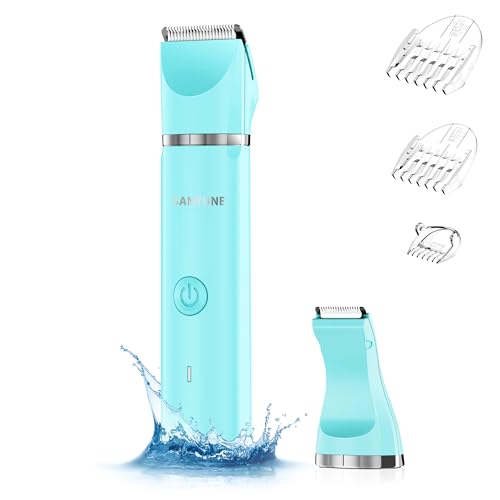 Bikini Trimmer for Women, 2 in 1 Electric Women Pubic Hair Trimmer, Portable Ladies Shaver with 2 Heads Waterproof Wet and Dry Use