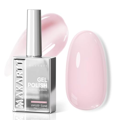 Makartt Milky Pink Gel Nail Polish - HEMA-Free Sheer Jelly (15ml)