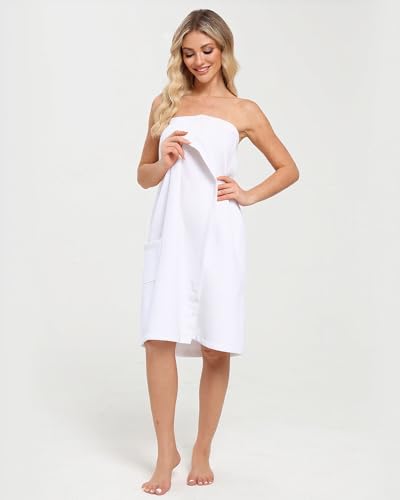 Women's Waffle Towel Wrap – Lightweight Spa Body Wrap with Adjustable Closure