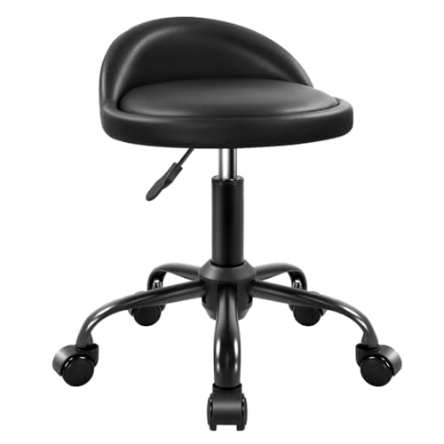 KKTONER Rolling Stool with Backrest - Height Adjustable Drafting Chair