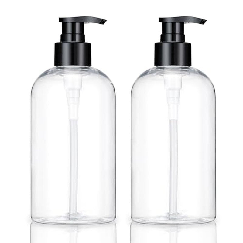 2 Pack 10oz Clear Plastic Pump Bottles with Dispensers