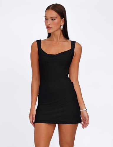Tiger Mist Zita Mini Dress - Backless Cowl Neck with Satin Bow
